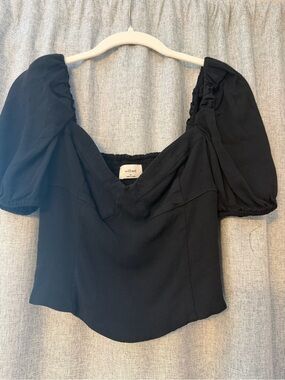 Wilfred Black Square Neck Puff Sleeve Top